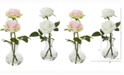 Nearly Natural 11in. Rose Artificial Arrangement in Glass Vase Set of 2